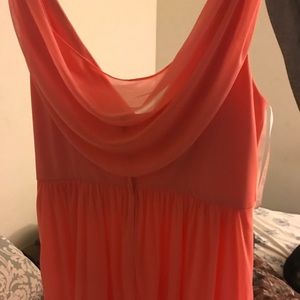 Davids Bridal Short Bridesmaids Dress in Coral
